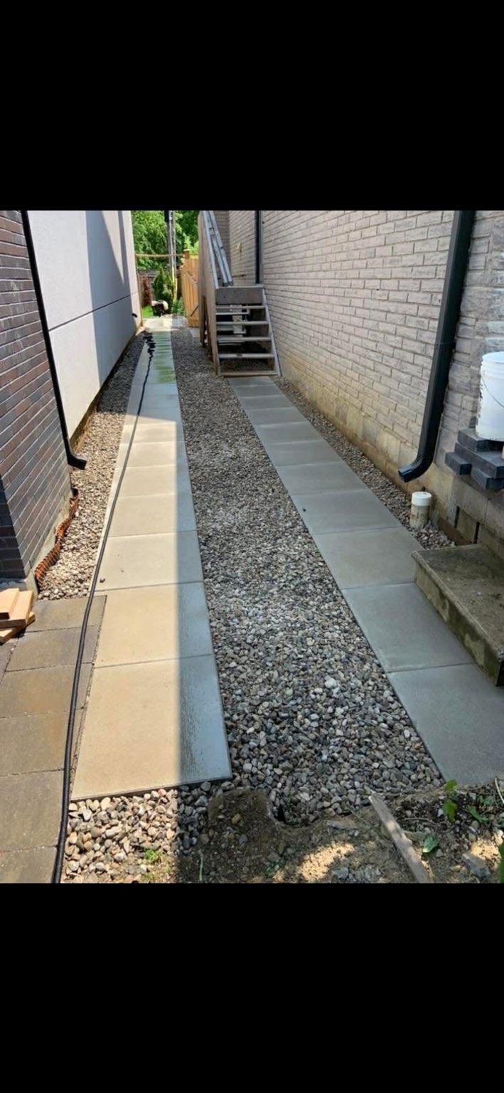 Completed drainage walkway